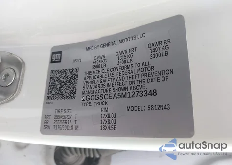 2021 Chevrolet Colorado 2Wd Short Box Lt z USA, uszkodzony, nr VIN 1GCGSCEA5M1273348